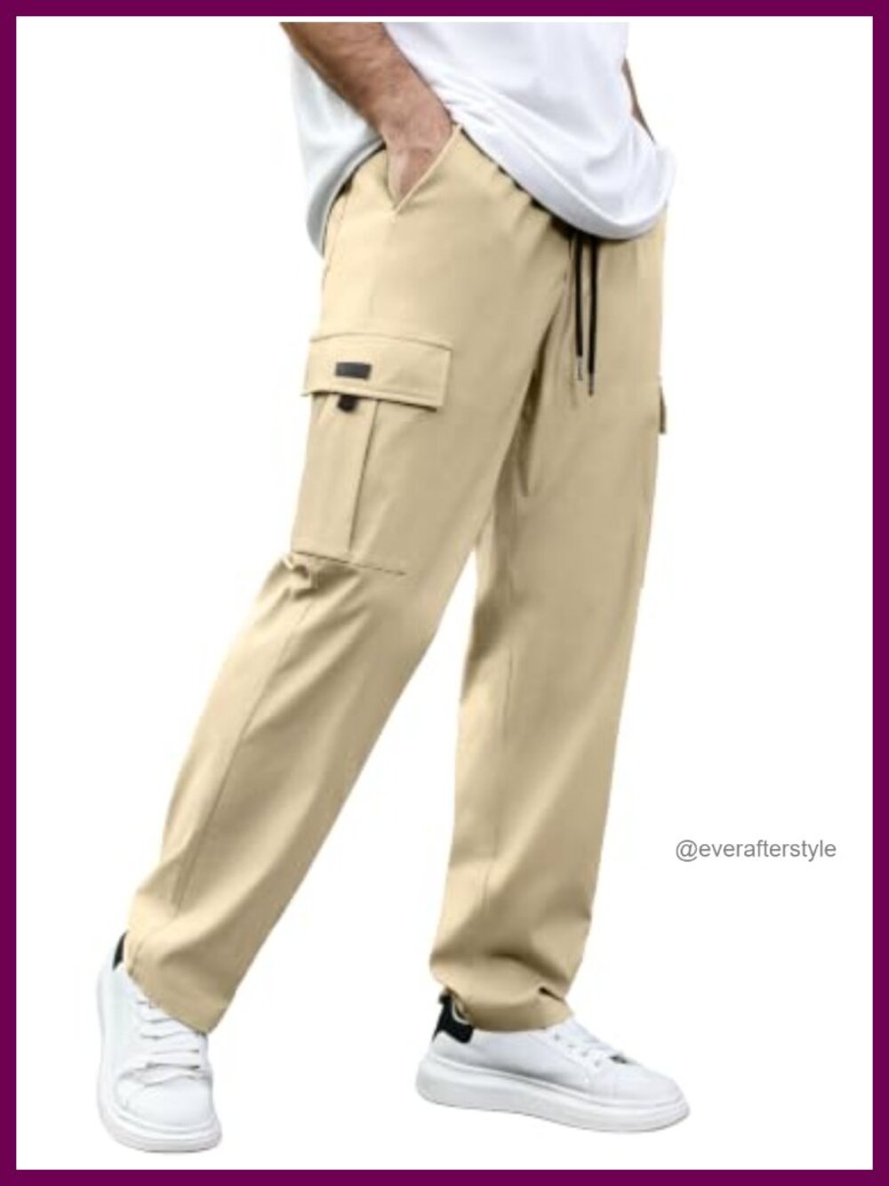 Men's Casual Stretch Cargo Pants Multi Pockets Straight Leg